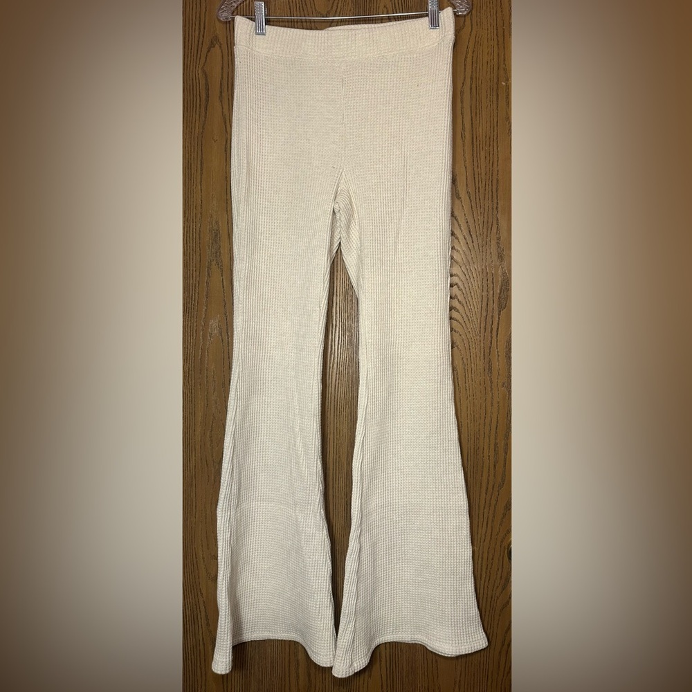 Aerie Cream Flare Knit Pants